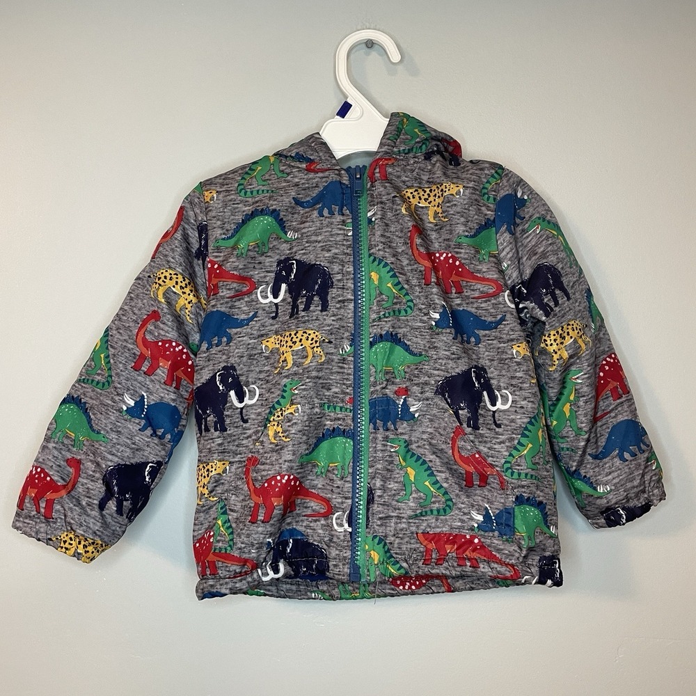 Mick Mack Size 2T Boys Dinosaurs Long Sleeve Fleece‎ Hooded Jacket With Zipper
